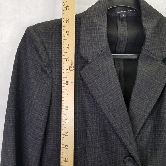 Amanda + Chelsea Blazer Women's S Plaid Stretch Knit Notch Collar Covered Button - Picture 13 of 16